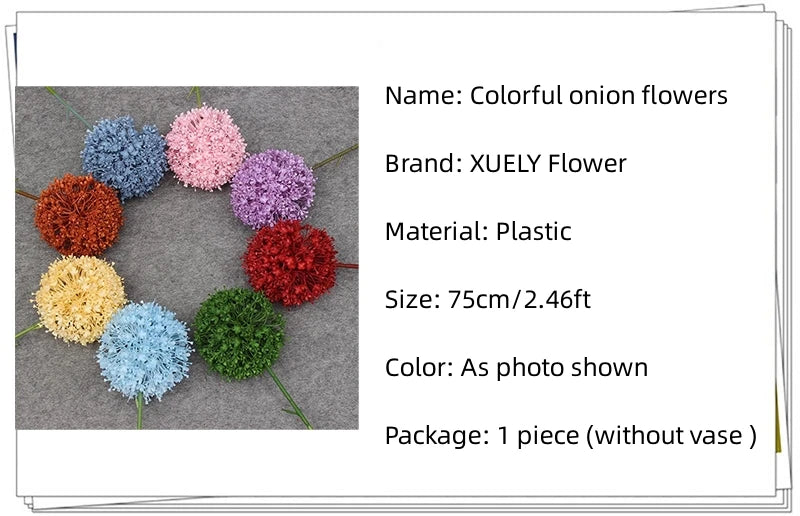 Grande ramo artificiale di cipolla colorata per sala da matrimonio, floreale, 75 cm.