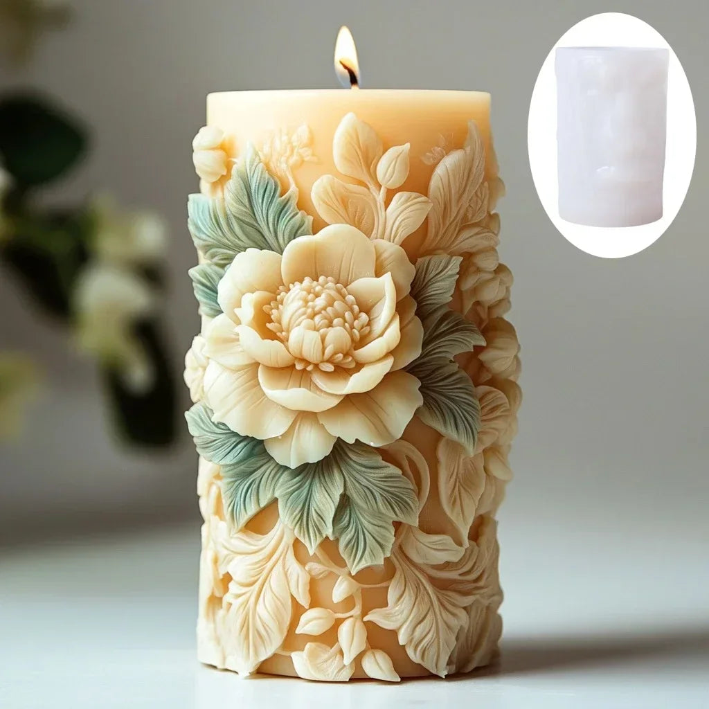 Stampo in silicone per candele cilindriche in gesso a forma di fiore di lavanda