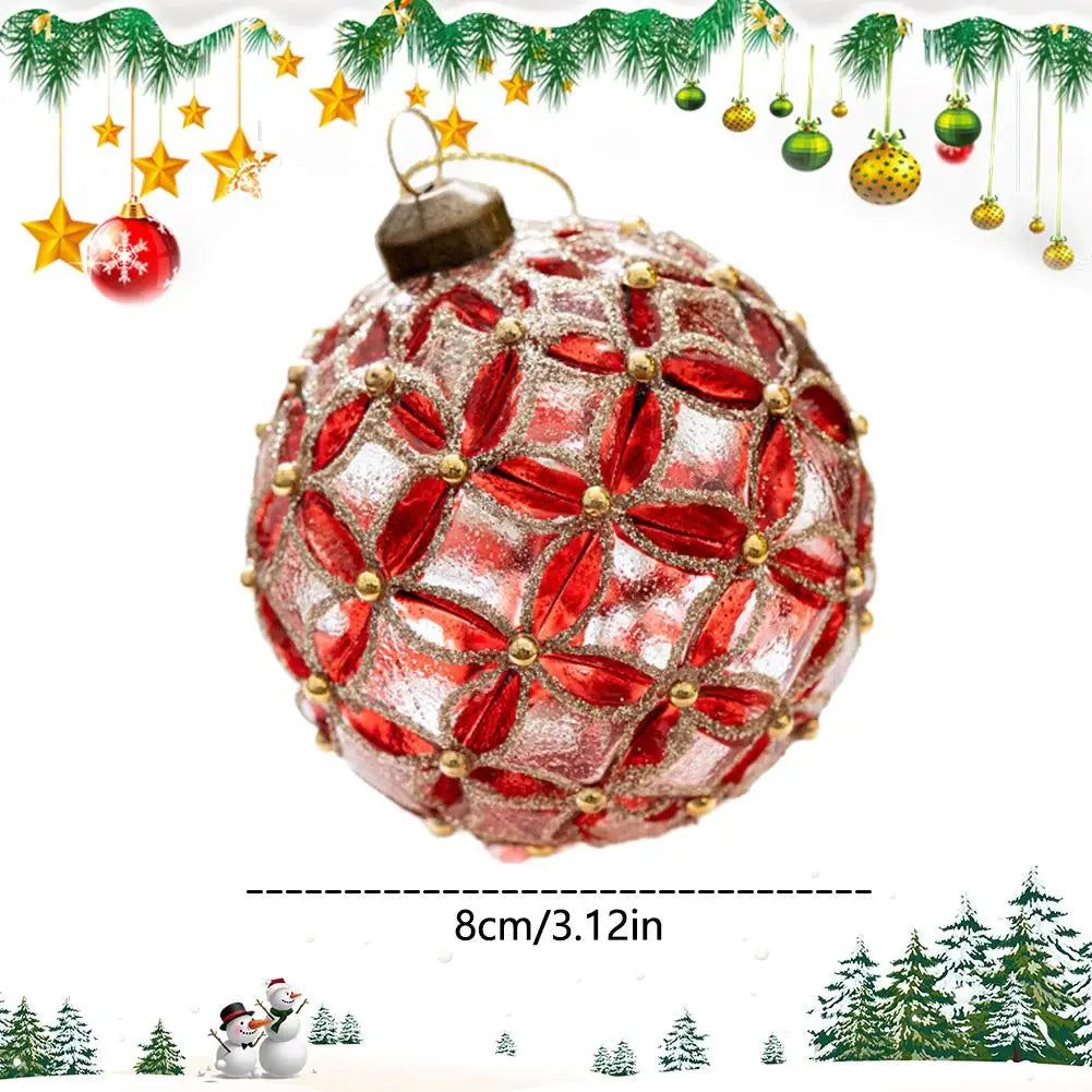 Decorazioni per l'albero di Natale, palline di vetro glitterate.