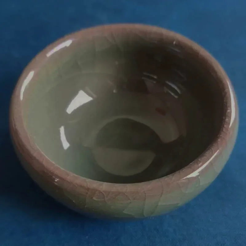 Portacandele in ceramica fatto a mano con motivo a crepe di ghiaccio