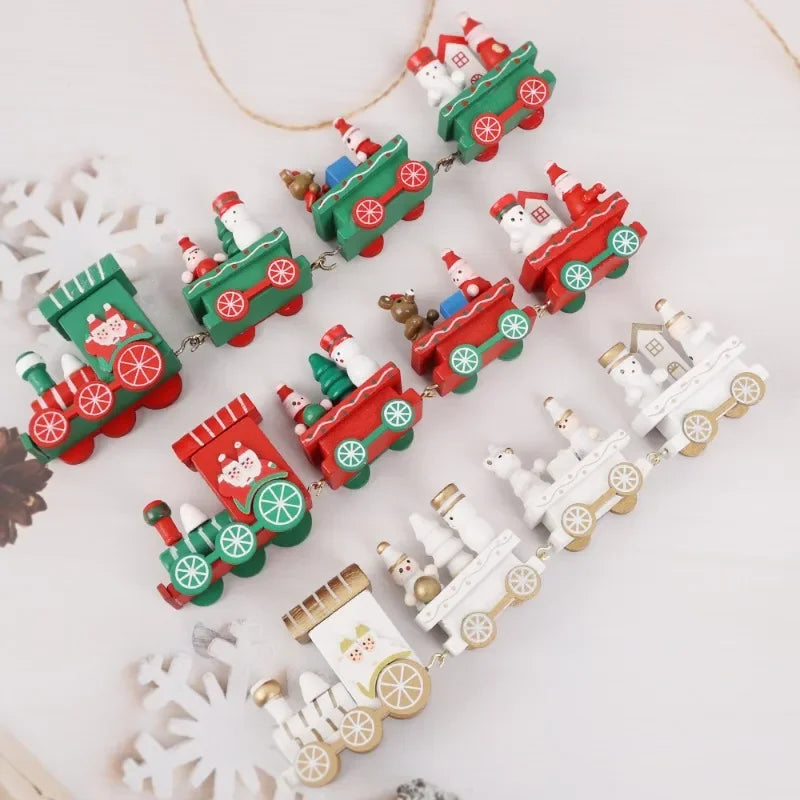 Decorazioni natalizie a forma di treno in legno, decorazione per torta di Babbo Natale