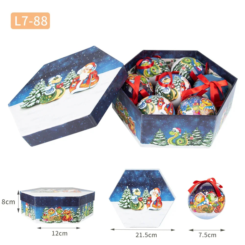 Palle di Natale, pendenti natalizi, decorazioni per l'albero, palline multicolori, set di decorazioni per feste in casa, palline decorative natalizie Navidad