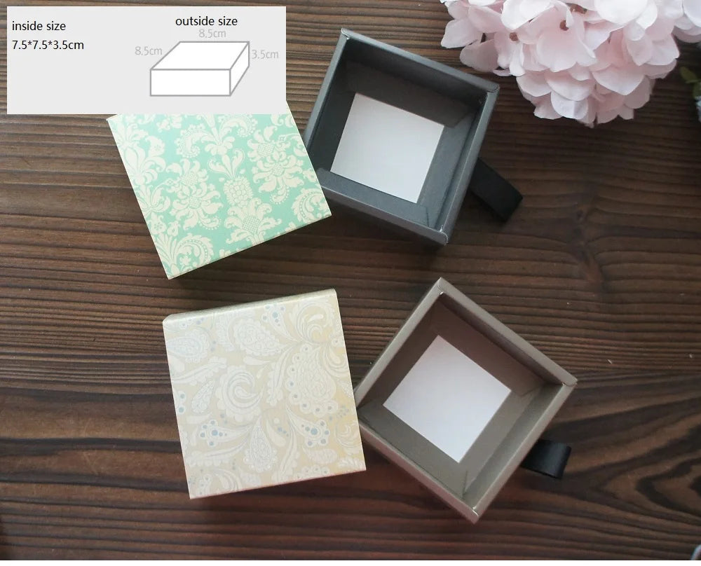 Elegante confezione regalo con motivo floreale blu e giallo, 3 misure, 10 pezzi