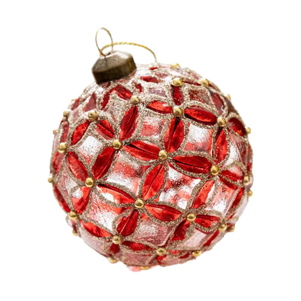 Decorazioni per l'albero di Natale, palline di vetro glitterate.