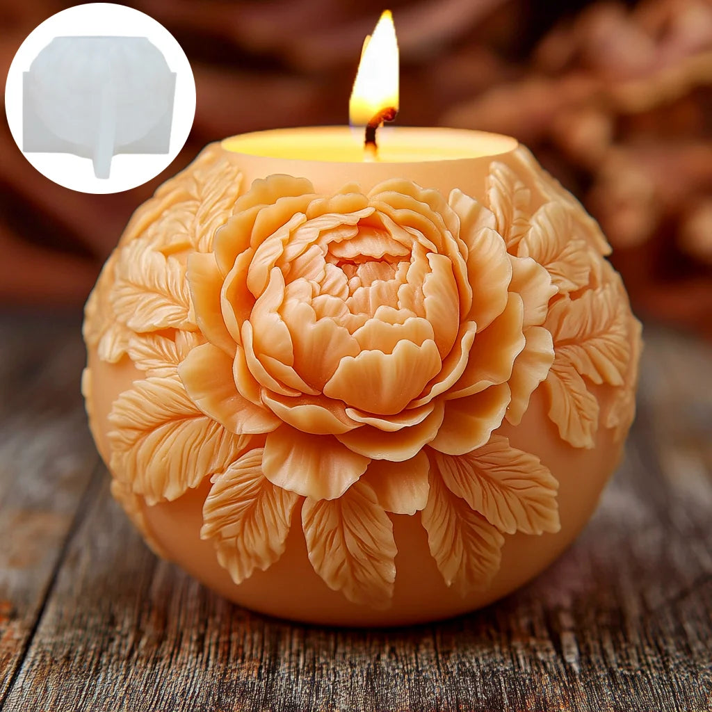 Grande stampo in silicone per candela a forma di rosa con fiore di peonia