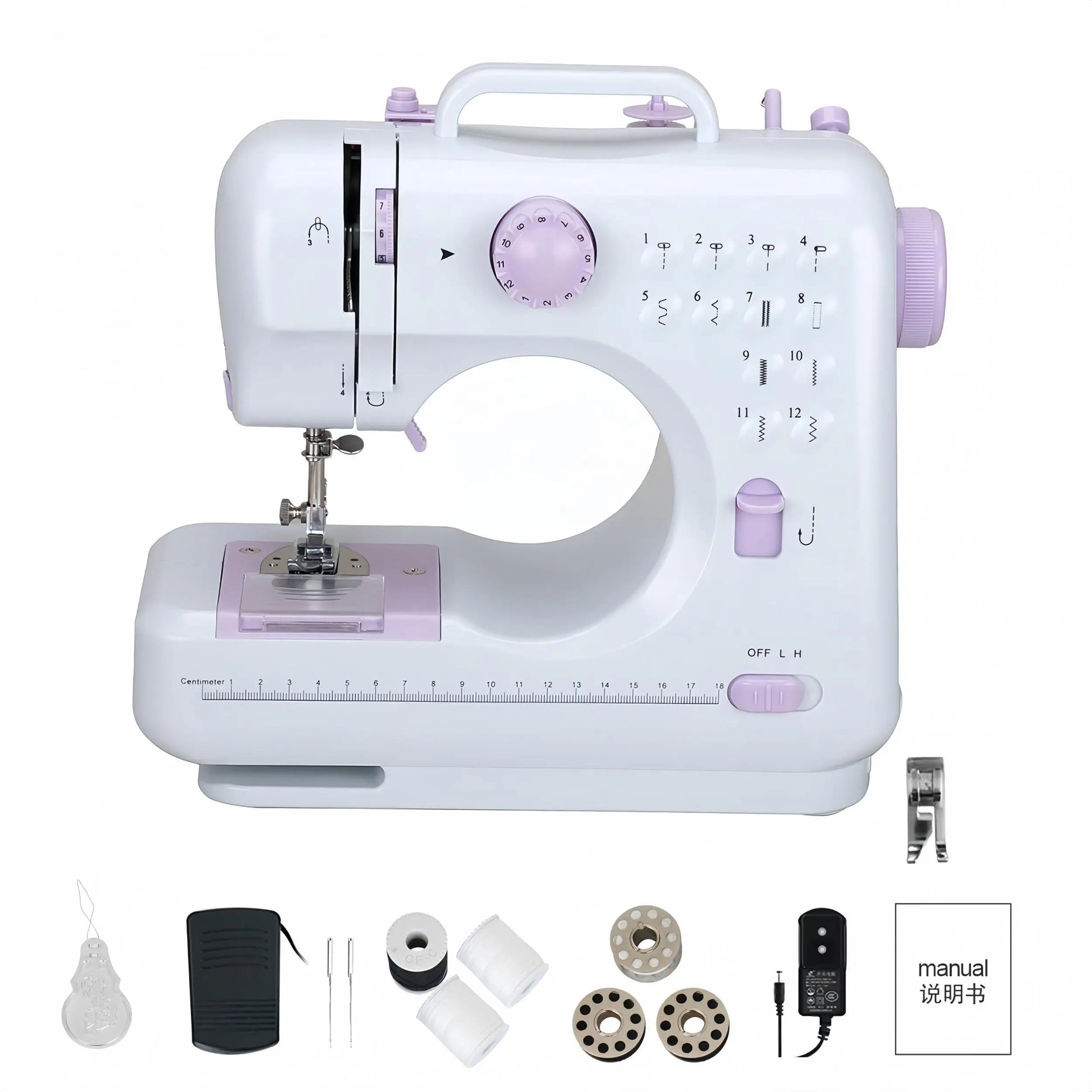 Elektrische Nähmaschine Mini Haushalts-Doppelfaden-Nähmaschine 505A 12 Stiche 220V