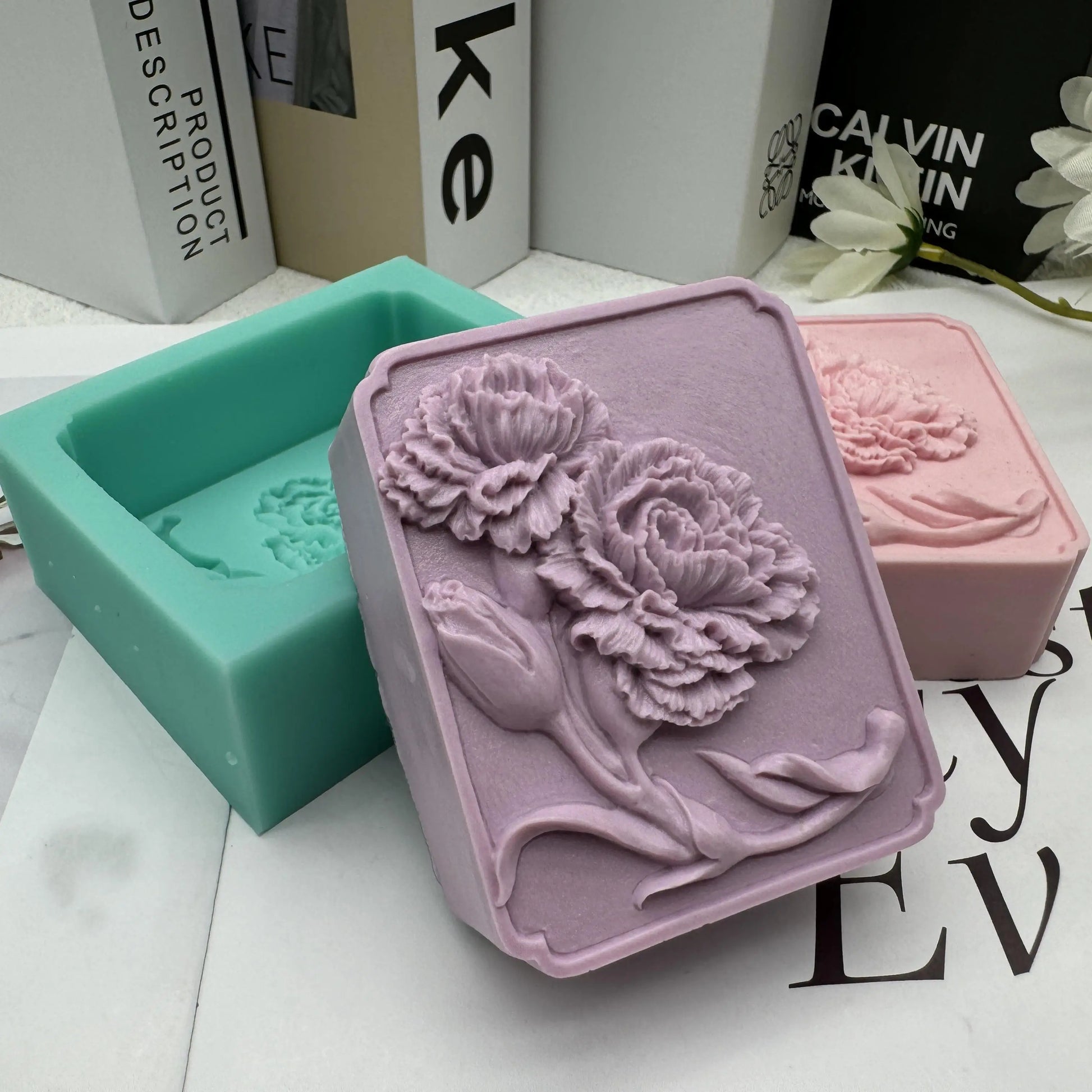 Elegante stampo per sapone a forma di girasole rettangolare 3D