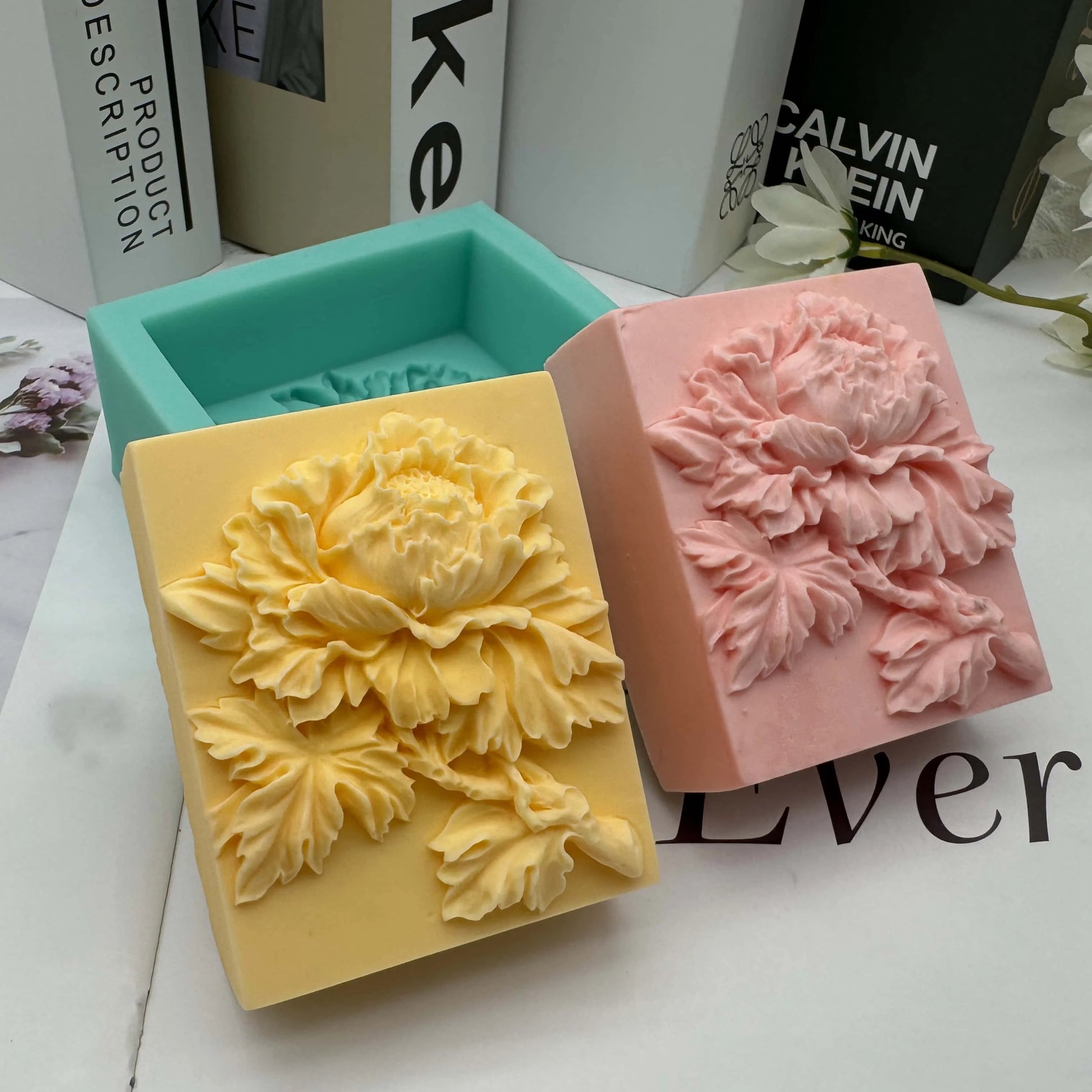 Elegante stampo per sapone a forma di girasole rettangolare 3D