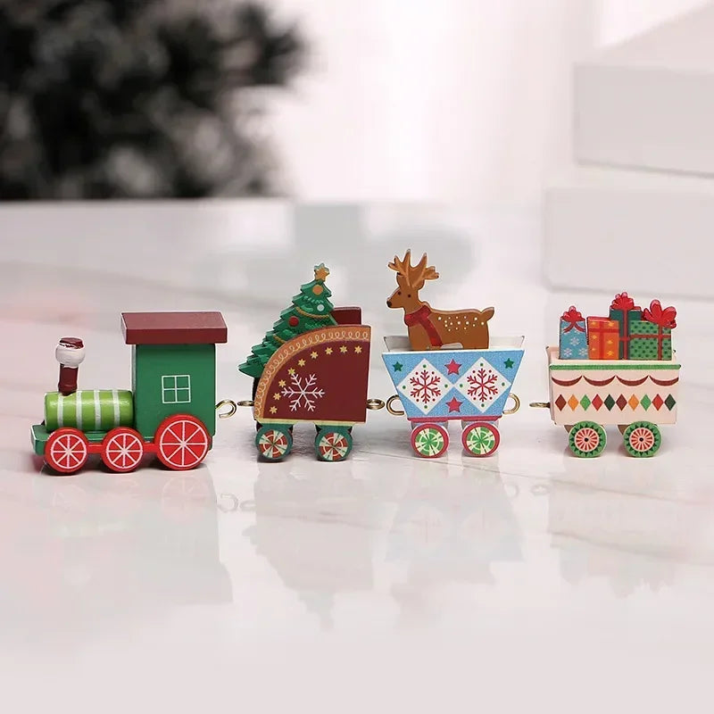 Decorazioni natalizie a forma di treno in legno, decorazione per torta di Babbo Natale