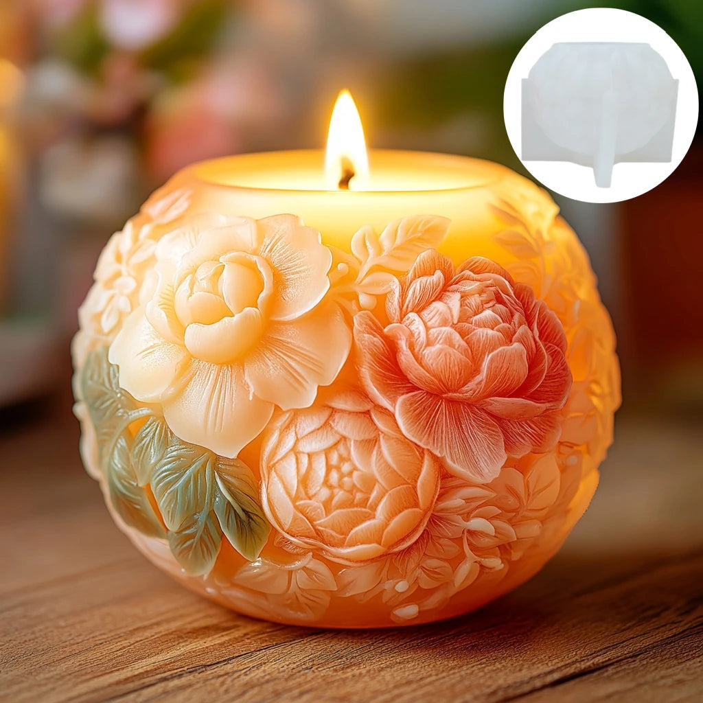 Grande stampo in silicone per candela a forma di rosa con fiore di peonia