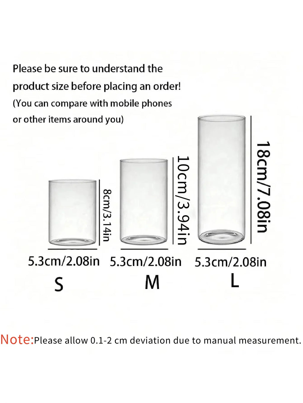 Portacandele a forma di cilindro in vetro trasparente (candele non incluse)