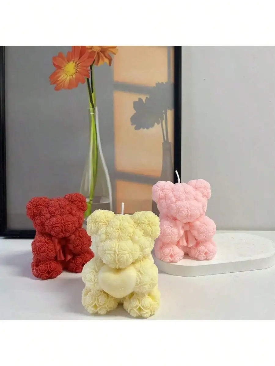 Stampo a forma di cuore a forma di orsetto rosa per la realizzazione di candele