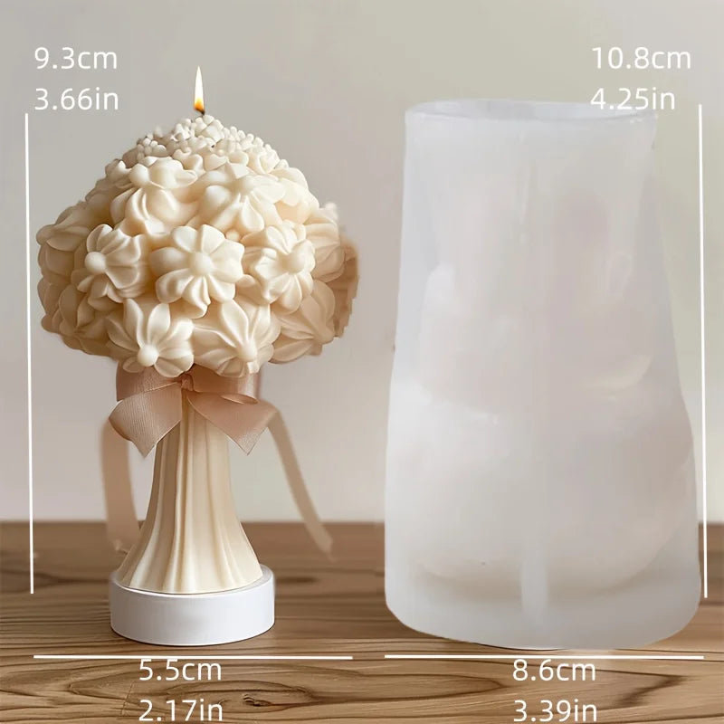 Grande stampo in silicone 3D per candela a forma di fiore di peonia
