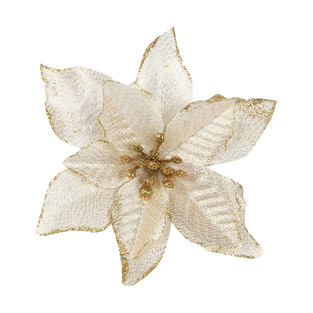 Fiori di Natale artificiali 12 pezzi di ornamenti glitterati