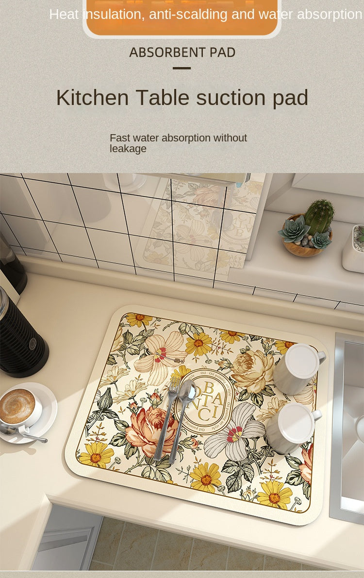 Tappetino per lavare e scolare i piatti Vintage Earth Kitchen, super assorbente