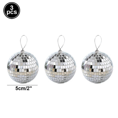Palla da discoteca a specchio, decorazione per feste anni '70, riflettente, da appendere, 2-10 cm
