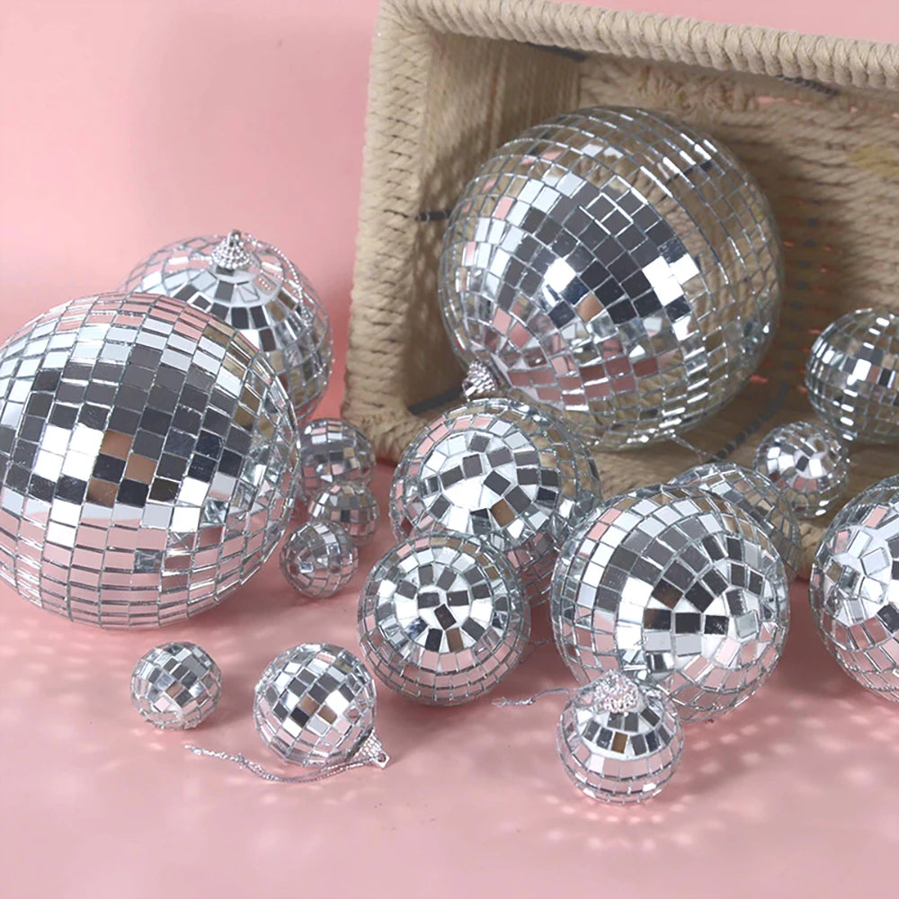 Palla da discoteca a specchio, decorazione per feste anni '70, riflettente, da appendere, 2-10 cm