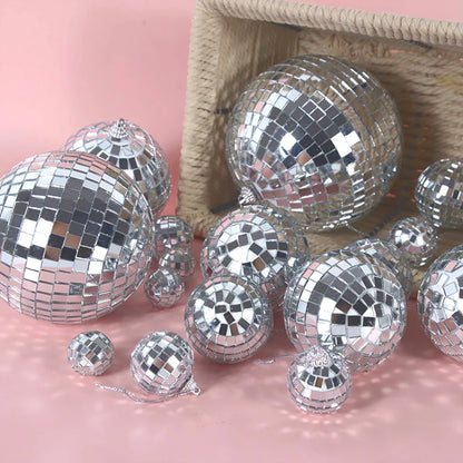 Palla da discoteca a specchio, decorazione per feste anni '70, riflettente, da appendere, 2-10 cm