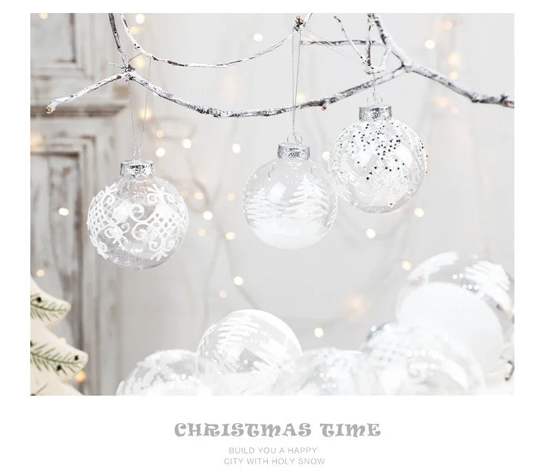 Set di palline di Natale per feste infrangibili trasparenti da 8 cm.