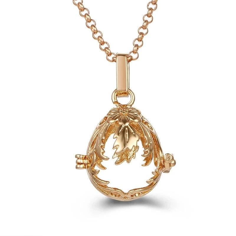 Collana con medaglione, campanellino musicale Mexico Chime, chiamata a sfera degli angeli, collana vintage per gravidanza, diffusore di oli essenziali per aromaterapia, accessori