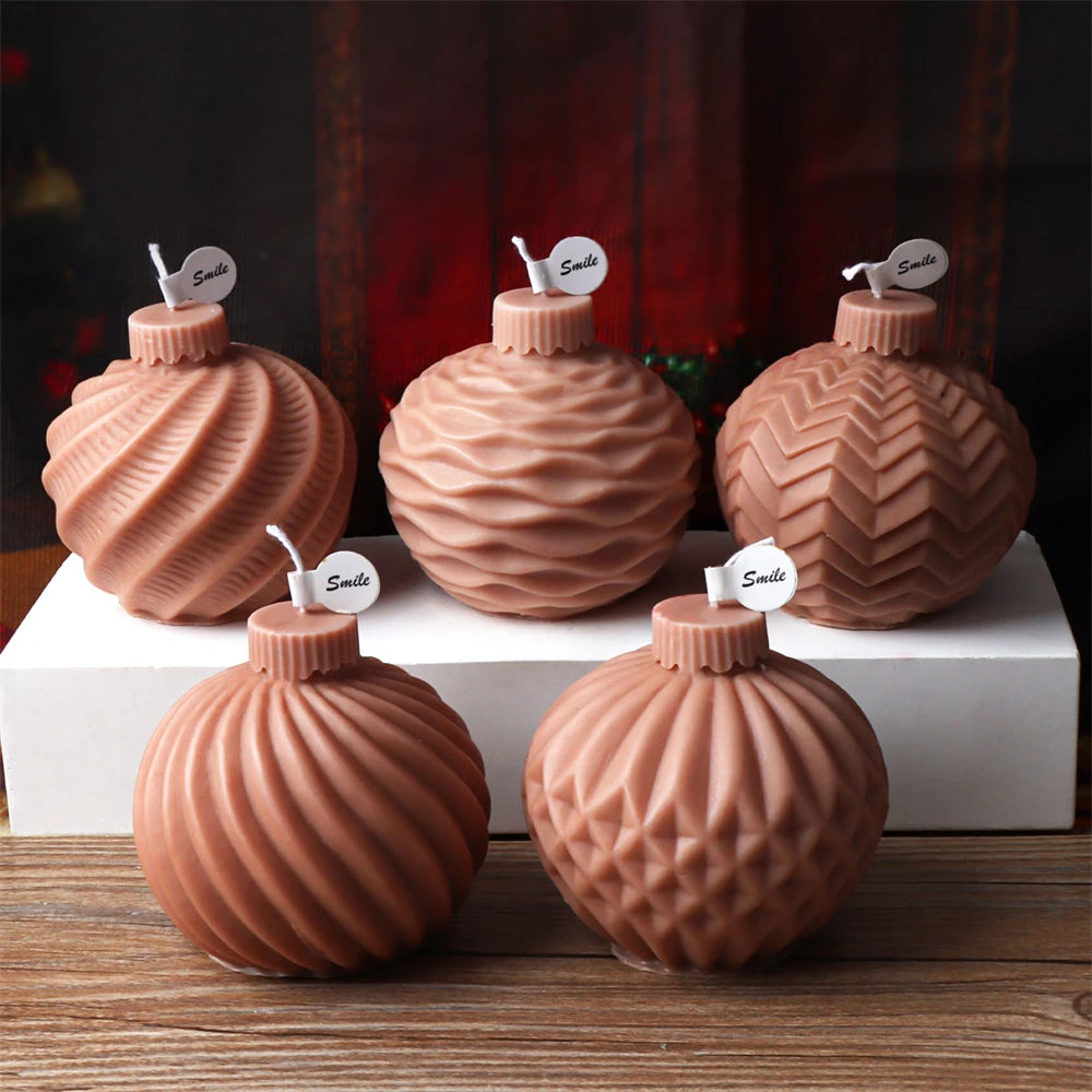 Christmas Ball Silicone Candle Mold 3D Geometric Sphere Aromatherapy.