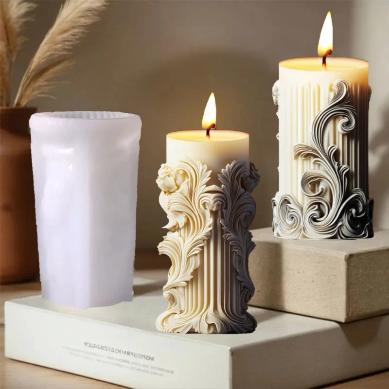 Stampo in silicone per candele cilindriche in gesso a forma di fiore di lavanda