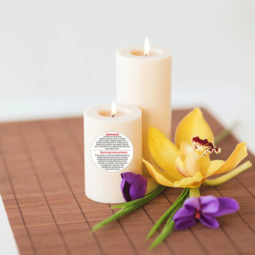 Etichette per contenitori di candele, adesivi di sicurezza per la fusione della cera