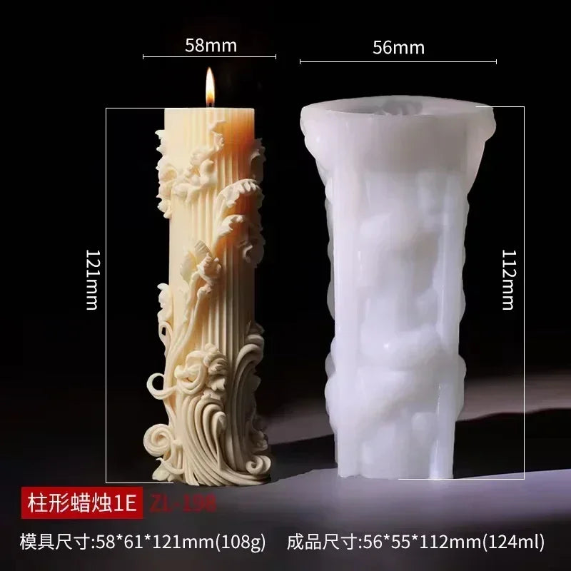 Stampo in silicone per candele cilindriche in gesso a forma di fiore di lavanda