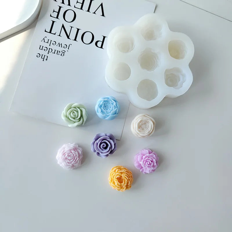 Stampi in silicone 3D per rose e peonie - 7 pezzi 