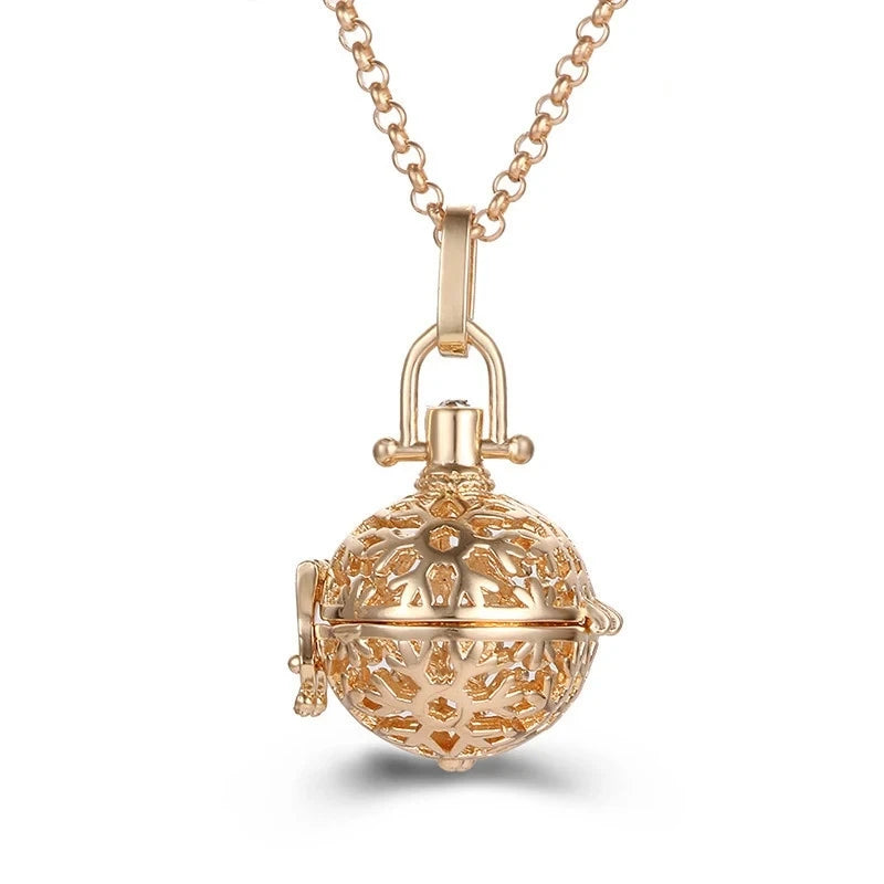 Collana con medaglione, campanellino musicale Mexico Chime, chiamata a sfera degli angeli, collana vintage per gravidanza, diffusore di oli essenziali per aromaterapia, accessori