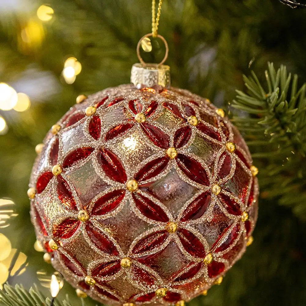 Decorazioni per l'albero di Natale, palline di vetro glitterate.