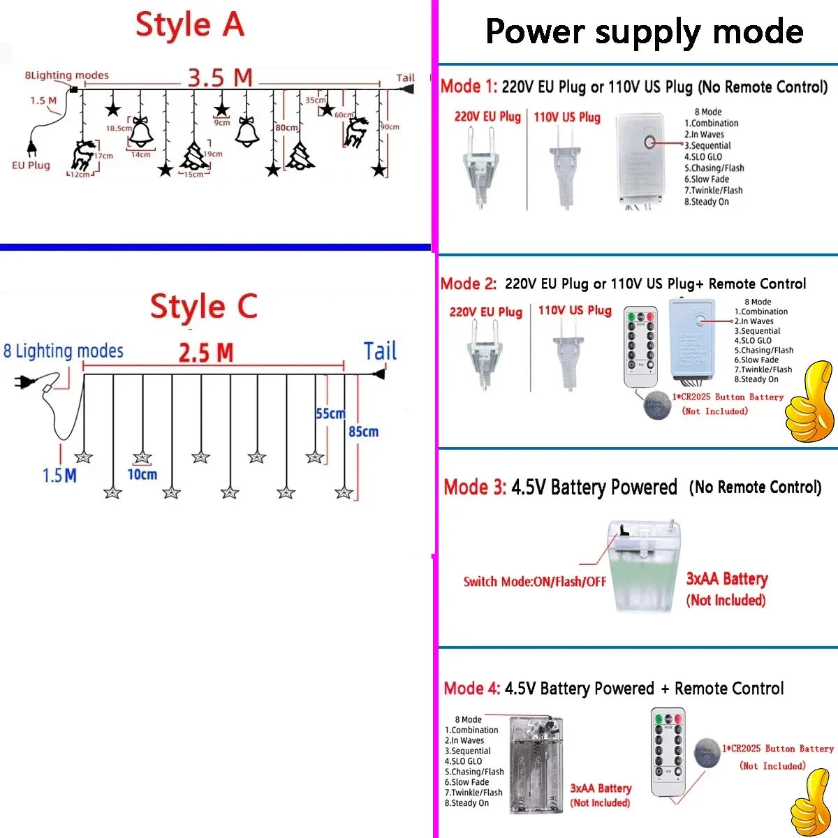 Luci di Natale 2025 Ghirlanda di luci 220V/110V/Batteria