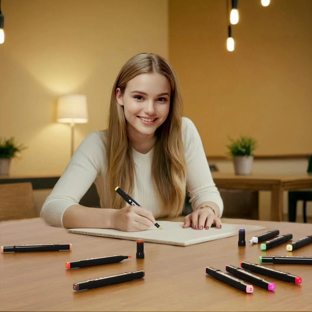 Pennarelli da disegno a doppia punta, pennarelli permanenti per schizzi artistici e alcolici.