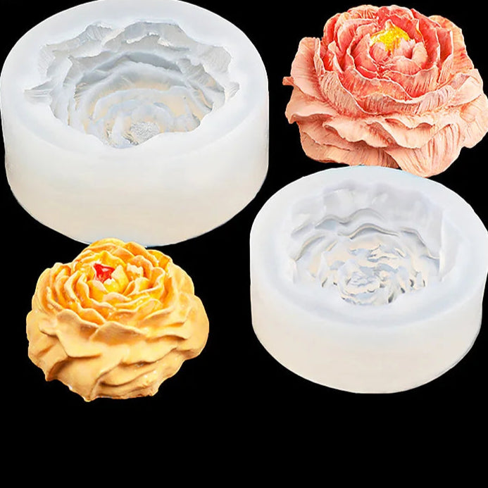 Grande stampo per candela in silicone a forma di peonia 3D
