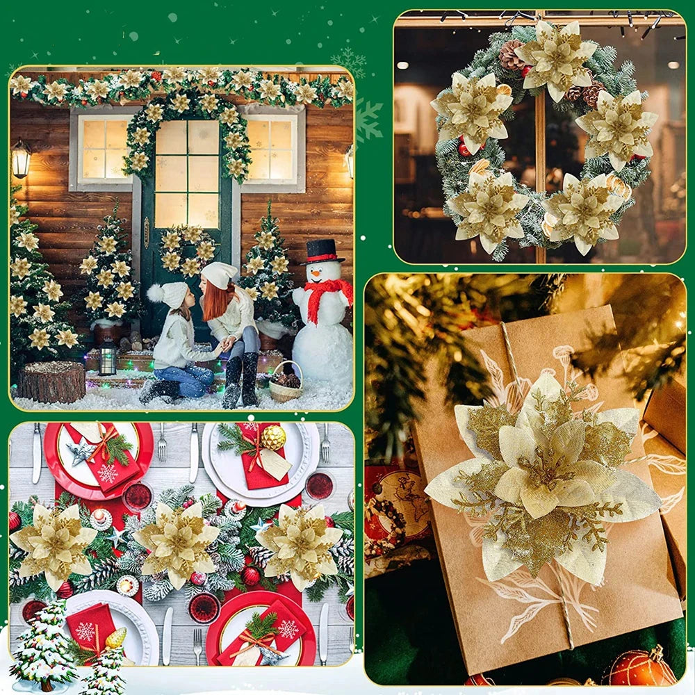 Decorazioni floreali artificiali di alta qualità per il Natale.