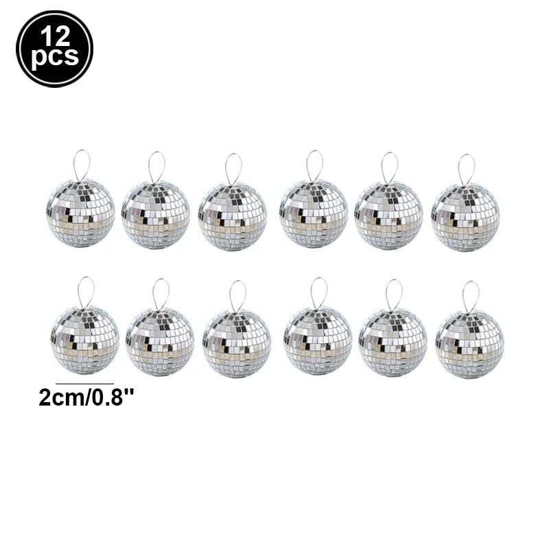 Bola de discoteca de espejos, decoración para fiestas de los años 70, reflectante, colgante, de 2 a 10 cm