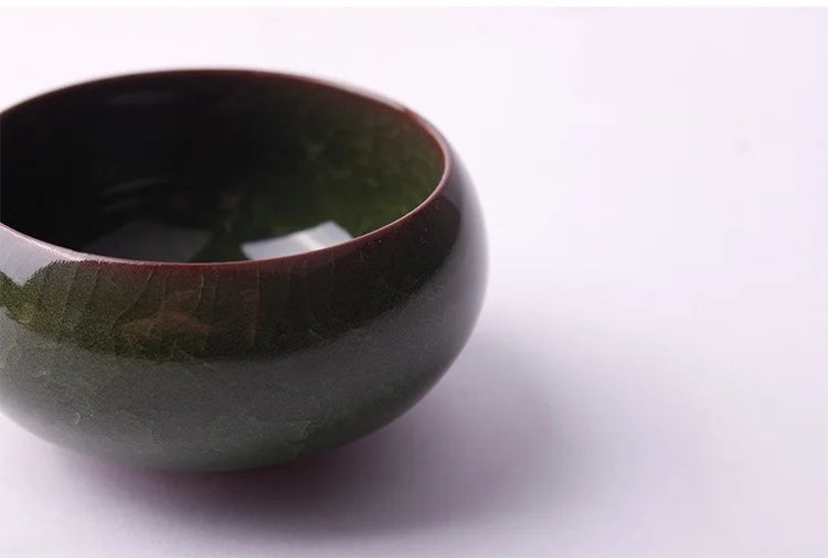 Portacandele in ceramica fatto a mano con motivo a crepe di ghiaccio