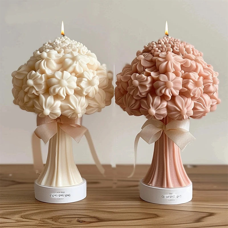 Grande stampo in silicone 3D per candela a forma di fiore di peonia