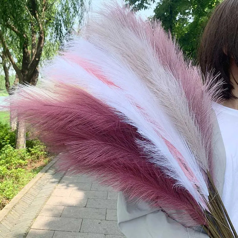 Erba di pampa artificiale, fiori secchi, 5 pezzi da 100 cm