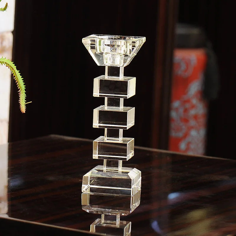 Portacandele in cristallo a testa singola in stile europeo.