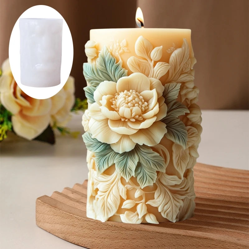 Grande stampo in silicone per candela a forma di rosa con fiore di peonia