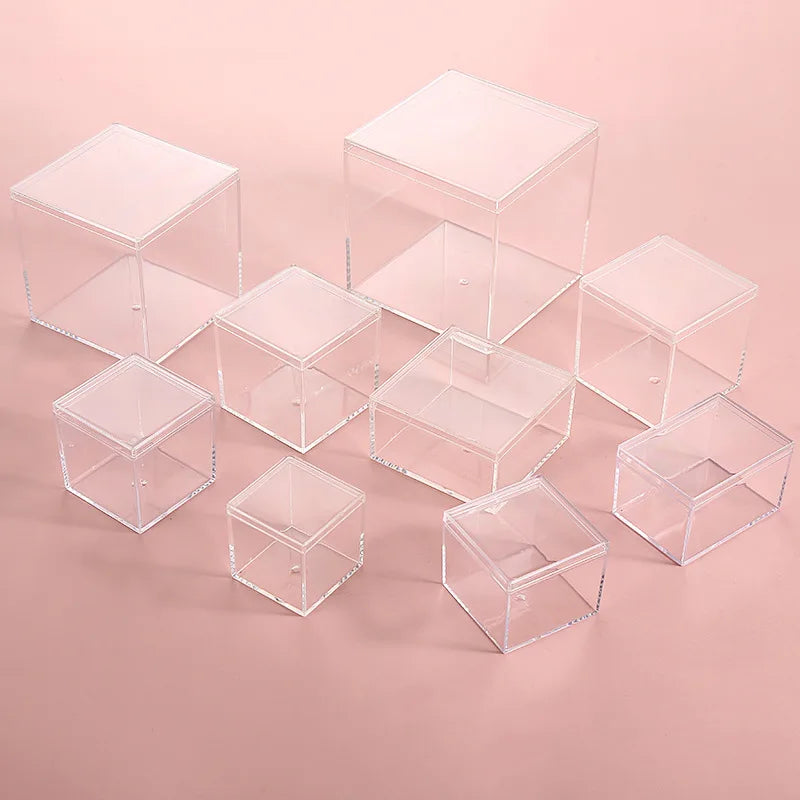 Scatole in acrilico con coperchio, organizer in plastica, confezione regalo, 12 pezzi