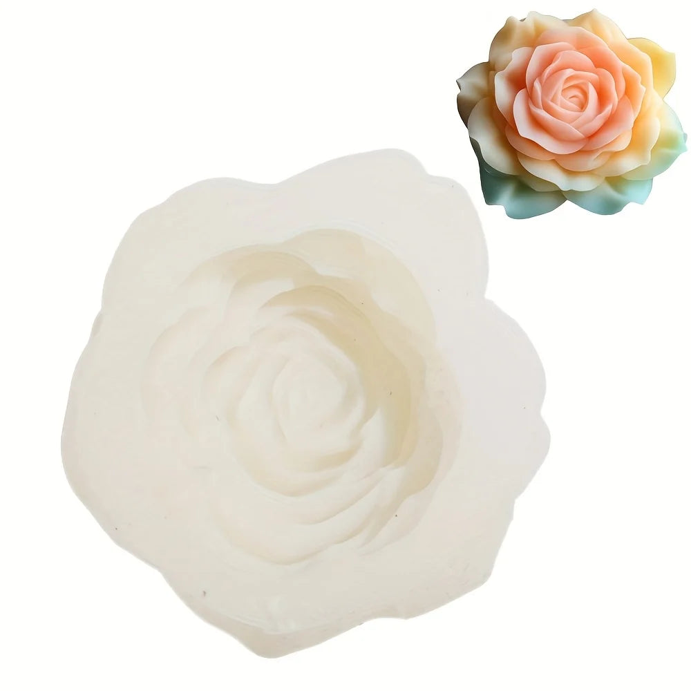 Grande stampo in silicone 3D per candela a forma di fiore di peonia