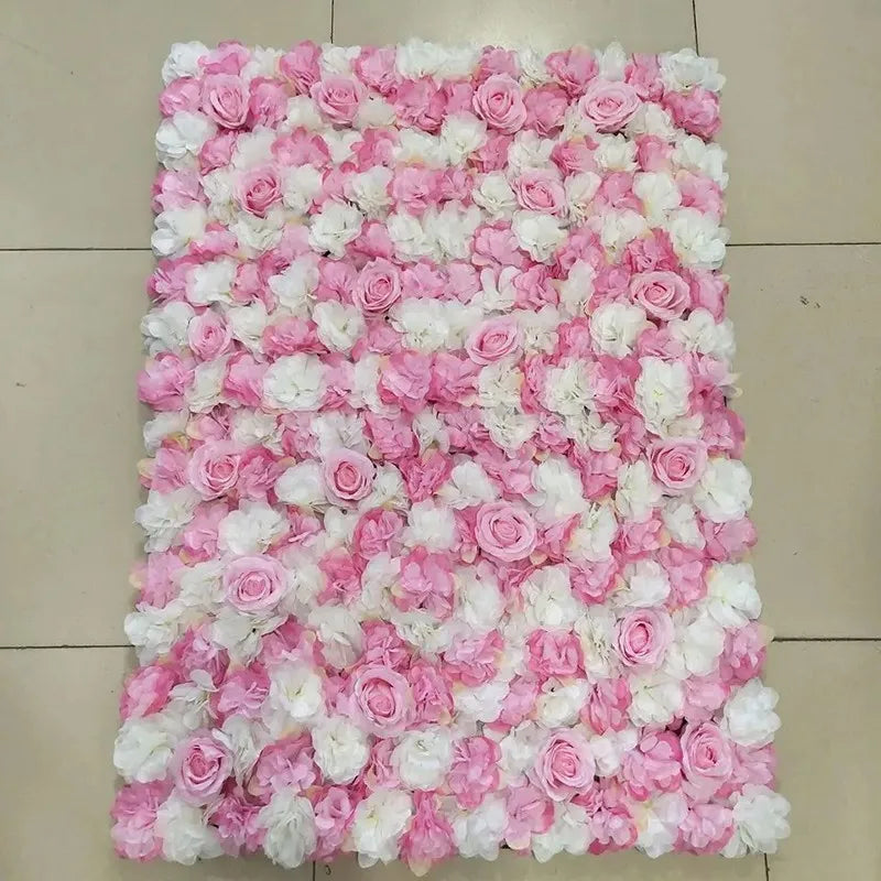 Sfondo decorativo per pareti con fiori artificiali di rose di seta rosa