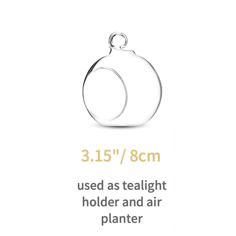 Portacandele in cristallo da appendere, diametro 6 cm/8 cm