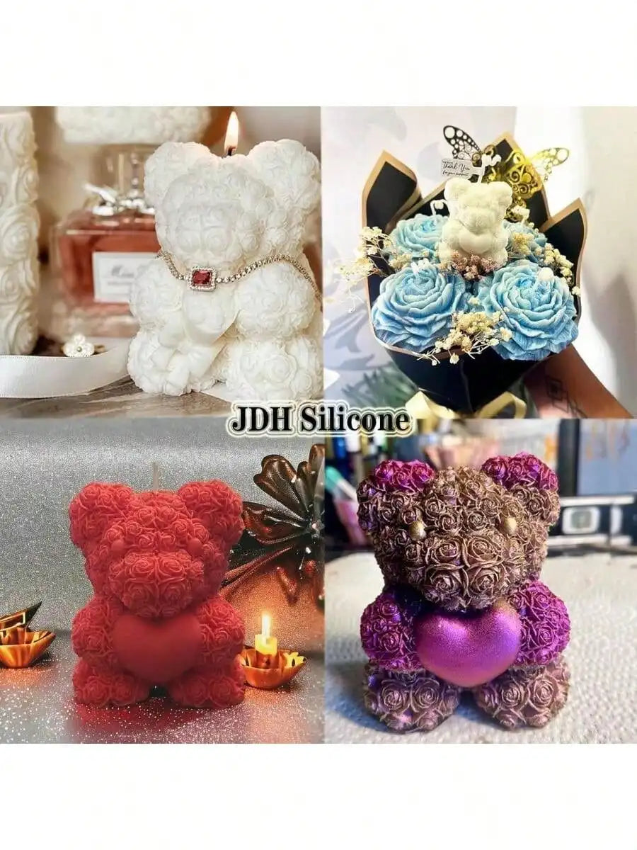Stampo a forma di cuore a forma di orsetto rosa per la realizzazione di candele