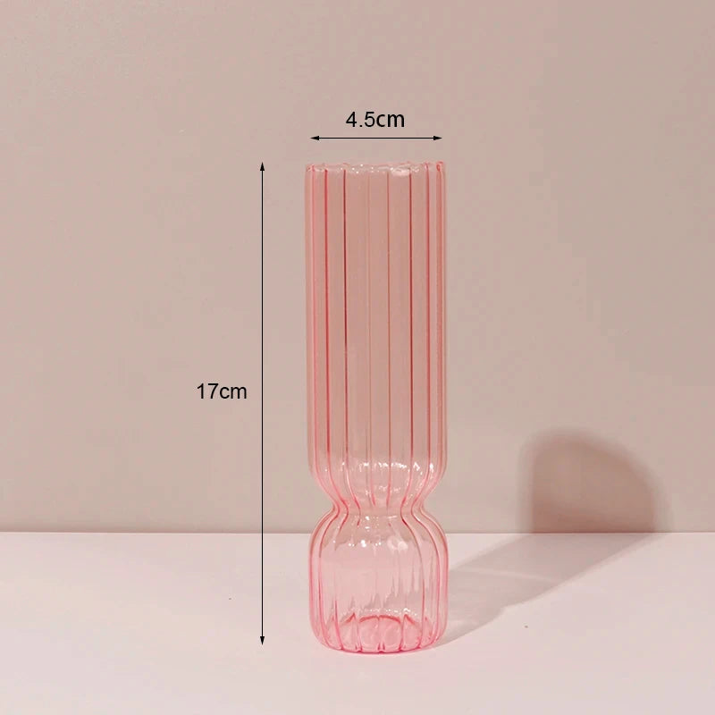 Portacandele in vetro blu navy con motivo a strisce floreali