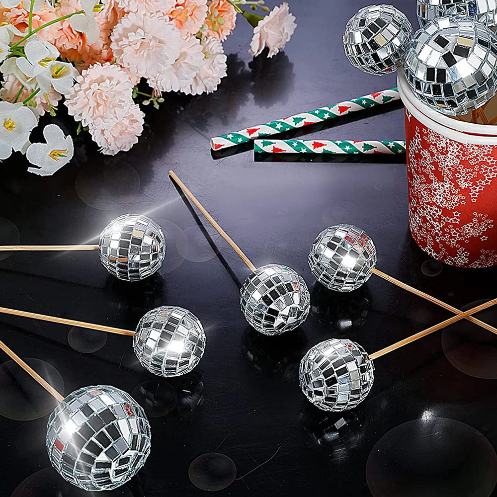 Bola de discoteca de espejos, decoración para fiestas de los años 70, reflectante, colgante, de 2 a 10 cm