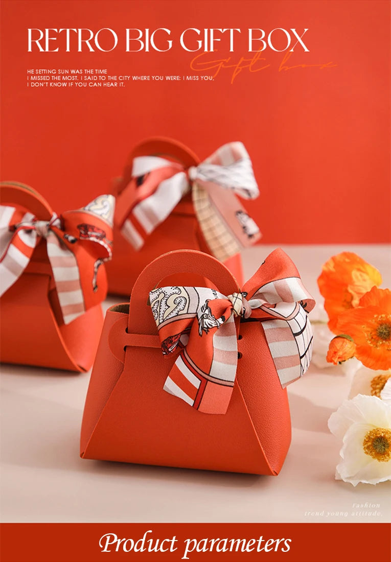 Borse regalo in pelle, mini borsetta con nastro, 5 pezzi