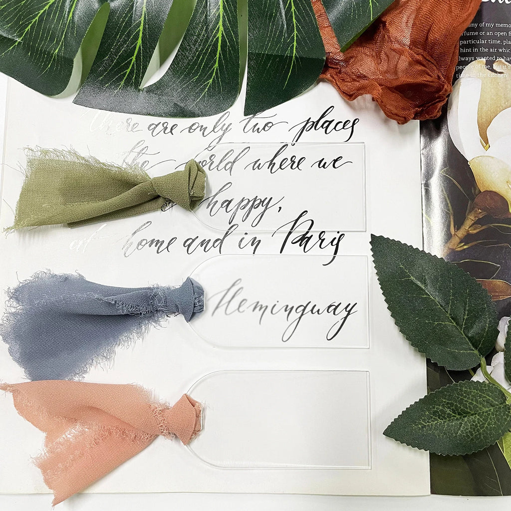 Segnaposto per matrimonio in acrilico, con etichetta in acrilico satinato, arco da 10/20/50 pezzi